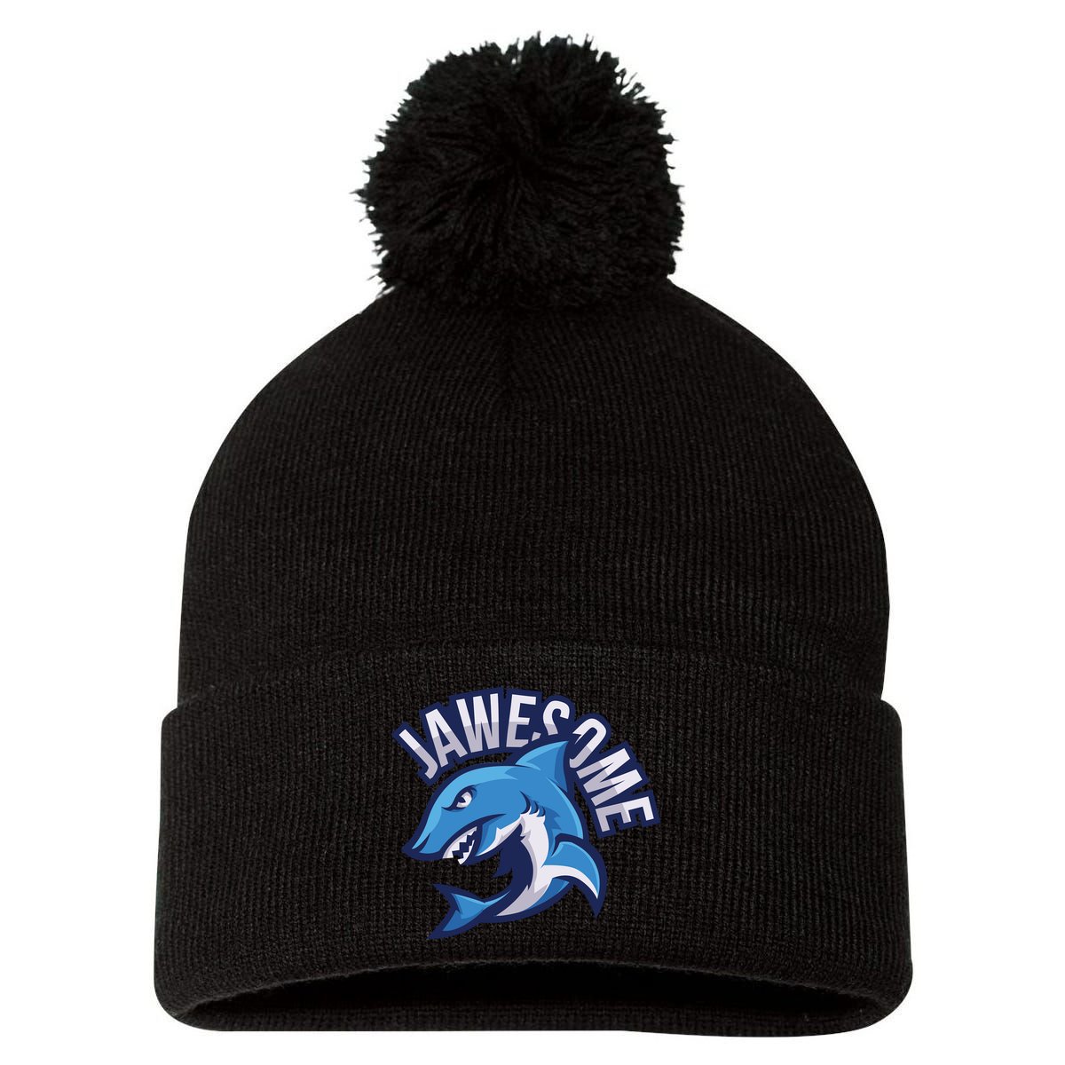 JaweSome Angry Shark Pom Pom 12in Knit Beanie