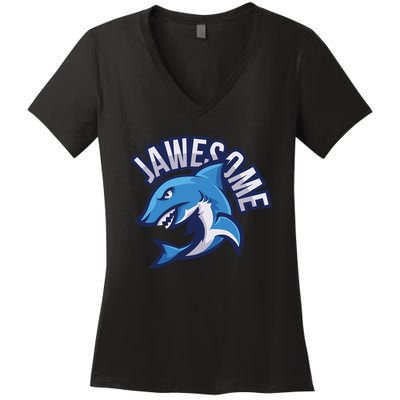 JaweSome Angry Shark Women's V-Neck T-Shirt
