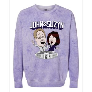 John And Suzyn Talking Bobblehead Night Caricature Colorblast Crewneck Sweatshirt