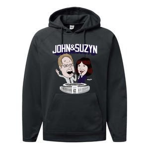 John And Suzyn Talking Bobblehead Night Caricature Performance Fleece Hoodie