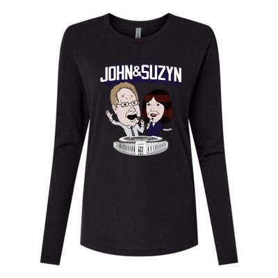 John And Suzyn Talking Bobblehead Night Caricature Womens Cotton Relaxed Long Sleeve T-Shirt