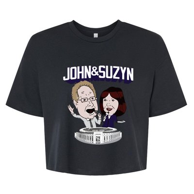 John And Suzyn Talking Bobblehead Night Caricature Bella+Canvas Jersey Crop Tee