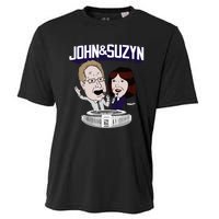 John And Suzyn Talking Bobblehead Night Caricature Cooling Performance Crew T-Shirt