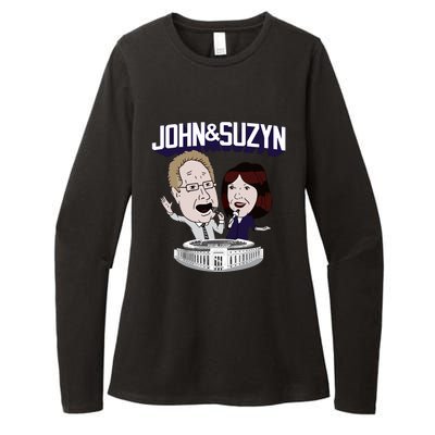 John And Suzyn Talking Bobblehead Night Caricature Womens CVC Long Sleeve Shirt