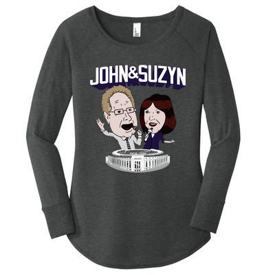 John And Suzyn Talking Bobblehead Night Caricature Women's Perfect Tri Tunic Long Sleeve Shirt