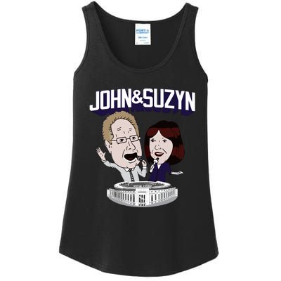 John And Suzyn Talking Bobblehead Night Caricature Ladies Essential Tank