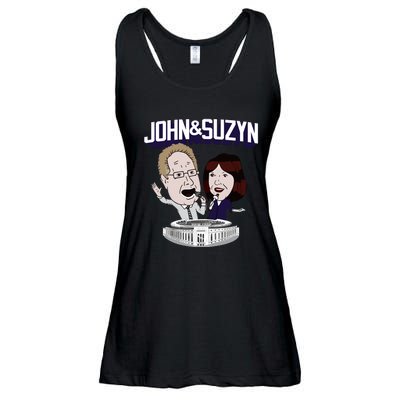 John And Suzyn Talking Bobblehead Night Caricature Ladies Essential Flowy Tank