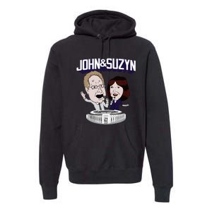 John And Suzyn Talking Bobblehead Night Caricature Premium Hoodie