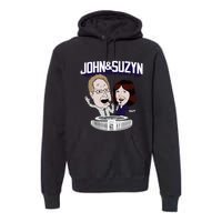 John And Suzyn Talking Bobblehead Night Caricature Premium Hoodie