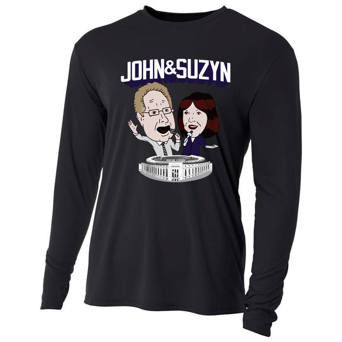 John And Suzyn Talking Bobblehead Night Caricature Cooling Performance Long Sleeve Crew