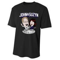 John And Suzyn Talking Bobblehead Night Caricature Performance Sprint T-Shirt