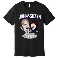 John And Suzyn Talking Bobblehead Night Caricature Premium T-Shirt