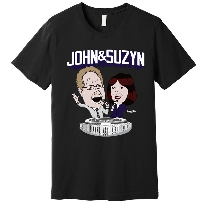 John And Suzyn Talking Bobblehead Night Caricature Premium T-Shirt