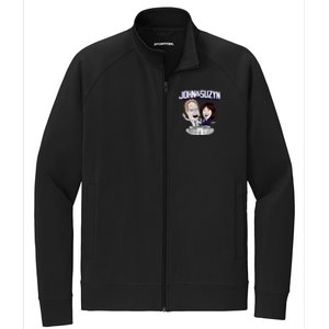 John And Suzyn Talking Bobblehead Night Caricature Stretch Full-Zip Cadet Jacket