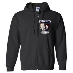 John And Suzyn Talking Bobblehead Night Caricature Full Zip Hoodie