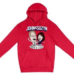 John And Suzyn Talking Bobblehead Night Caricature Premium Pullover Hoodie