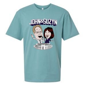 John And Suzyn Talking Bobblehead Night Caricature Sueded Cloud Jersey T-Shirt