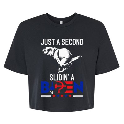 Just A Second Slidin A Biden Funny Humour Biden Bella+Canvas Jersey Crop Tee