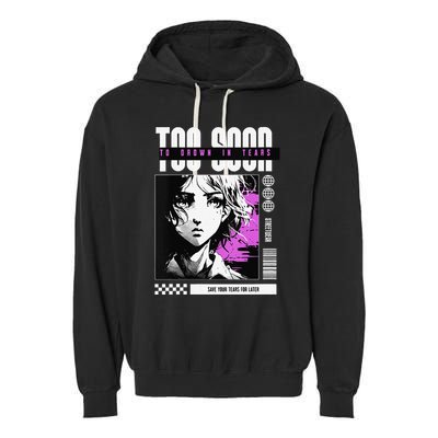 Japanese Aesthetic Sad Anime Streetwear Garment-Dyed Fleece Hoodie