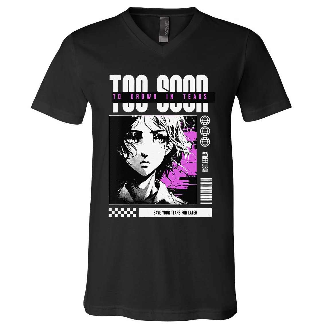 Japanese Aesthetic Sad Anime Streetwear V-Neck T-Shirt