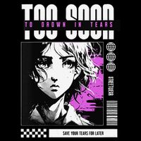 Japanese Aesthetic Sad Anime Streetwear V-Neck T-Shirt