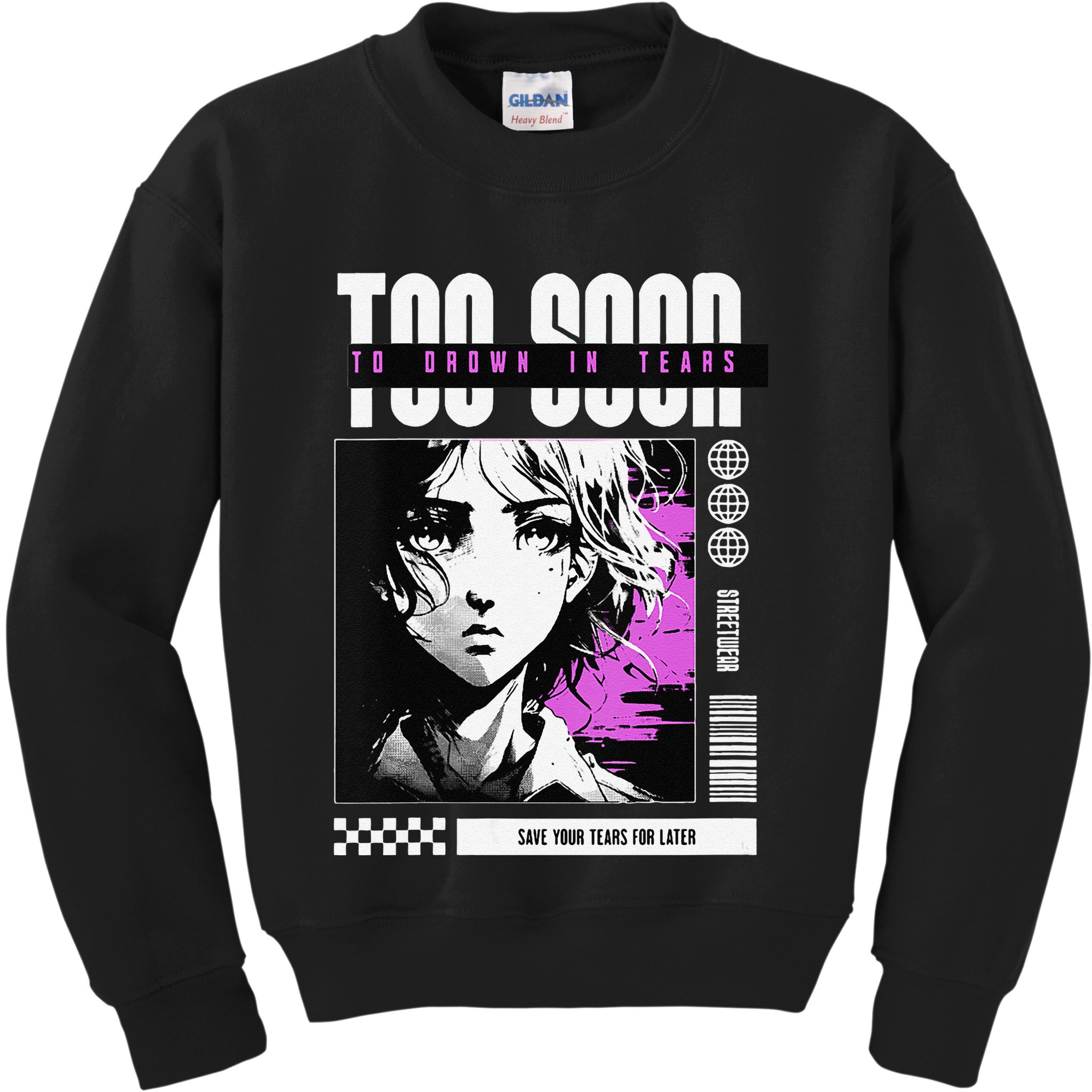 Japanese Aesthetic Sad Anime Streetwear Kids Sweatshirt