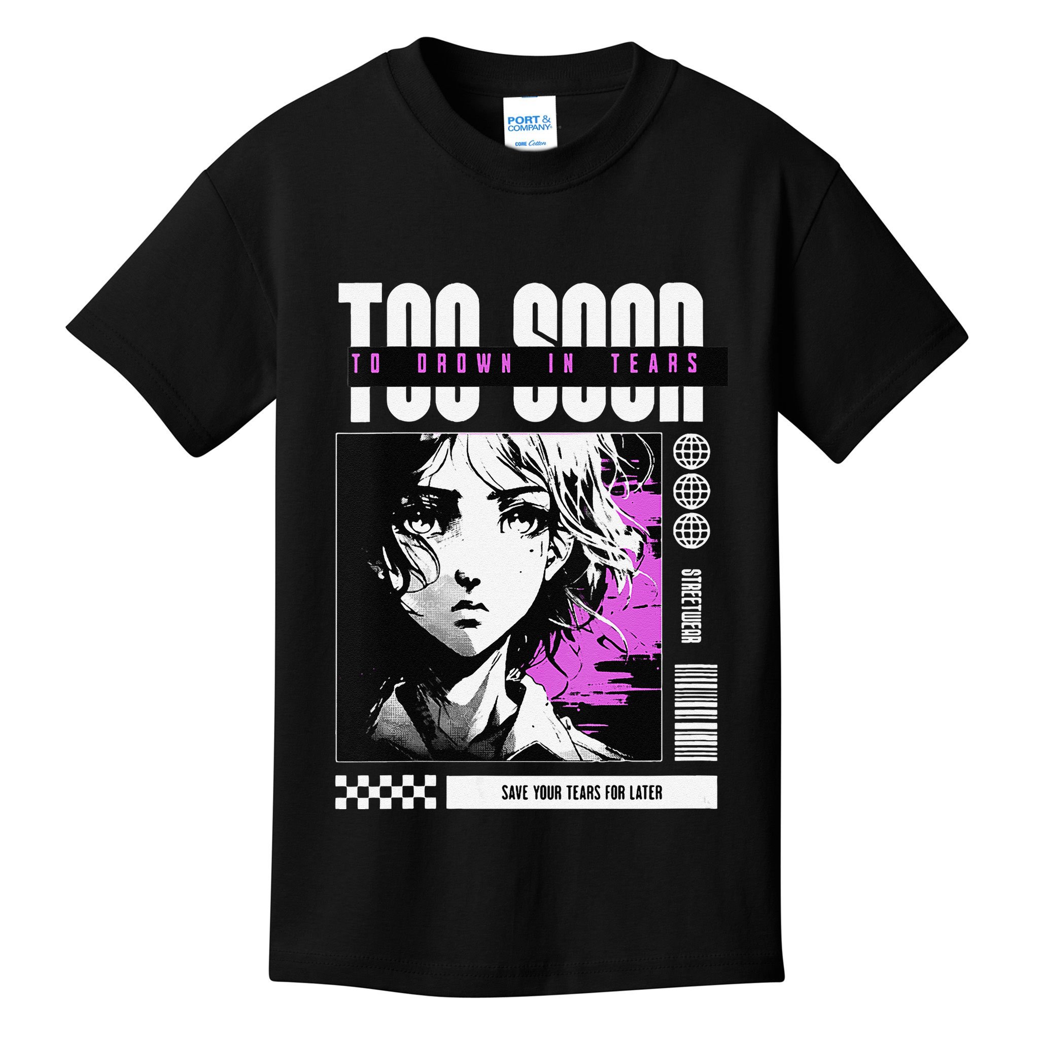 Japanese Aesthetic Sad Anime Streetwear Kids T-Shirt