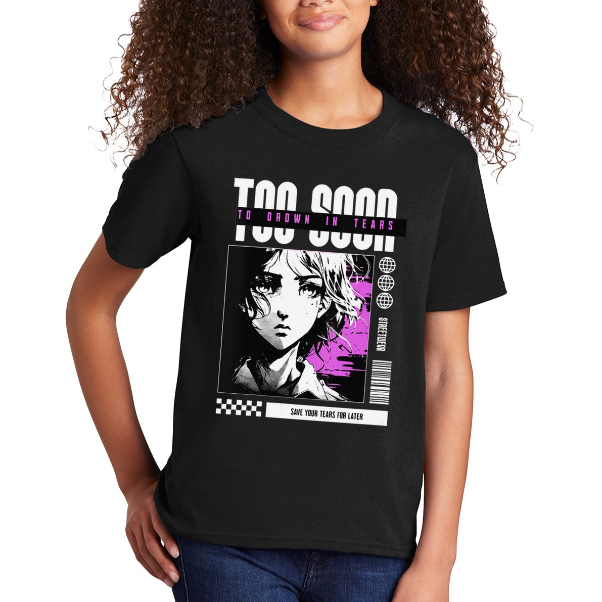 Japanese Aesthetic Sad Anime Streetwear Kids T-Shirt