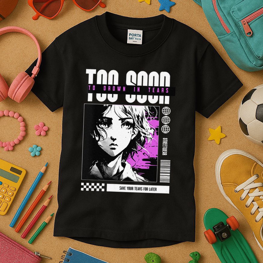 Japanese Aesthetic Sad Anime Streetwear Kids T-Shirt