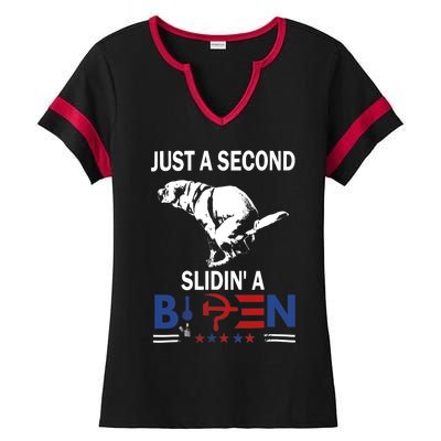 Just A Second Slidin A Biden Ladies Halftime Notch Neck Tee