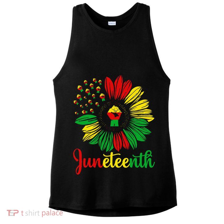 Juneteenth Accentors Sunflower African American Black Pride Ladies PosiCharge Tri-Blend Wicking Tank