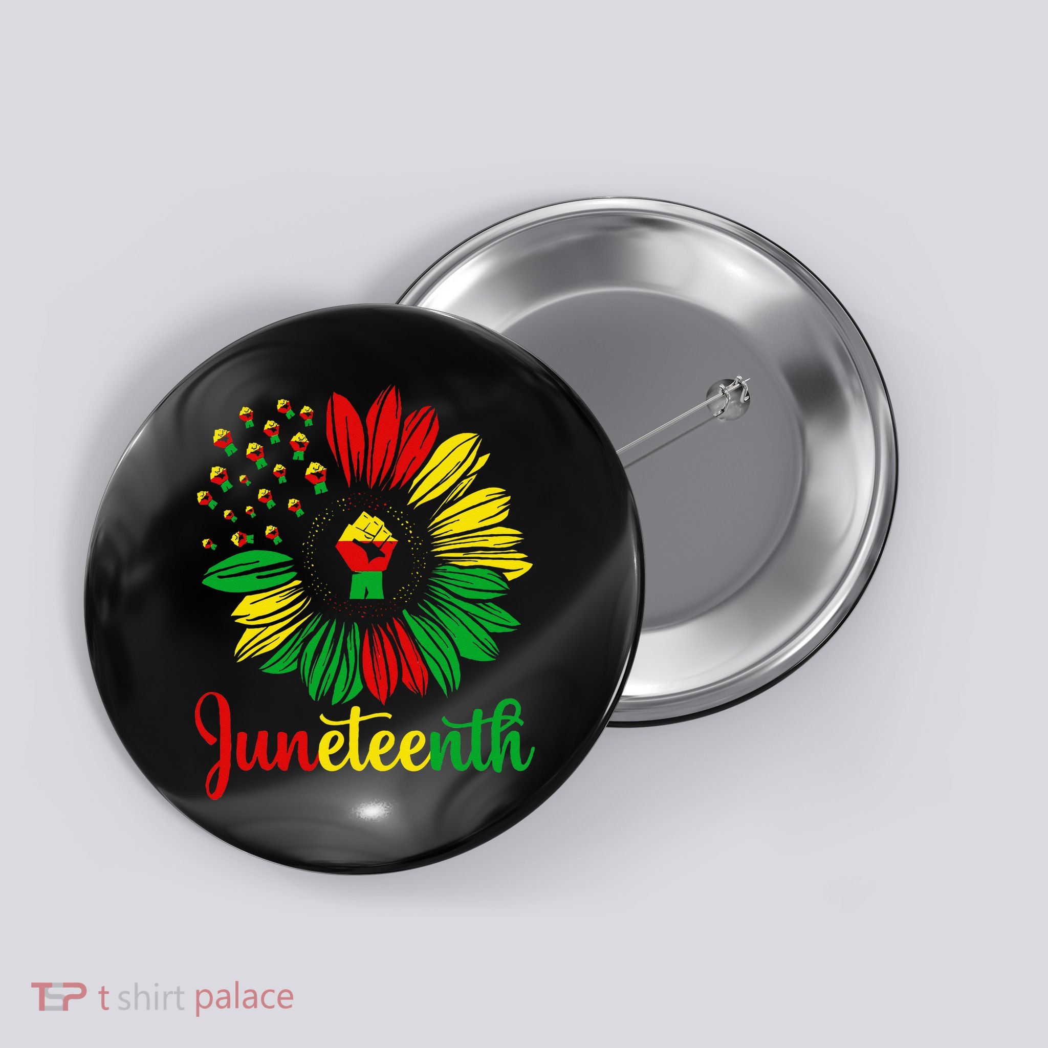 Juneteenth Accentors Sunflower African American Black Pride Button