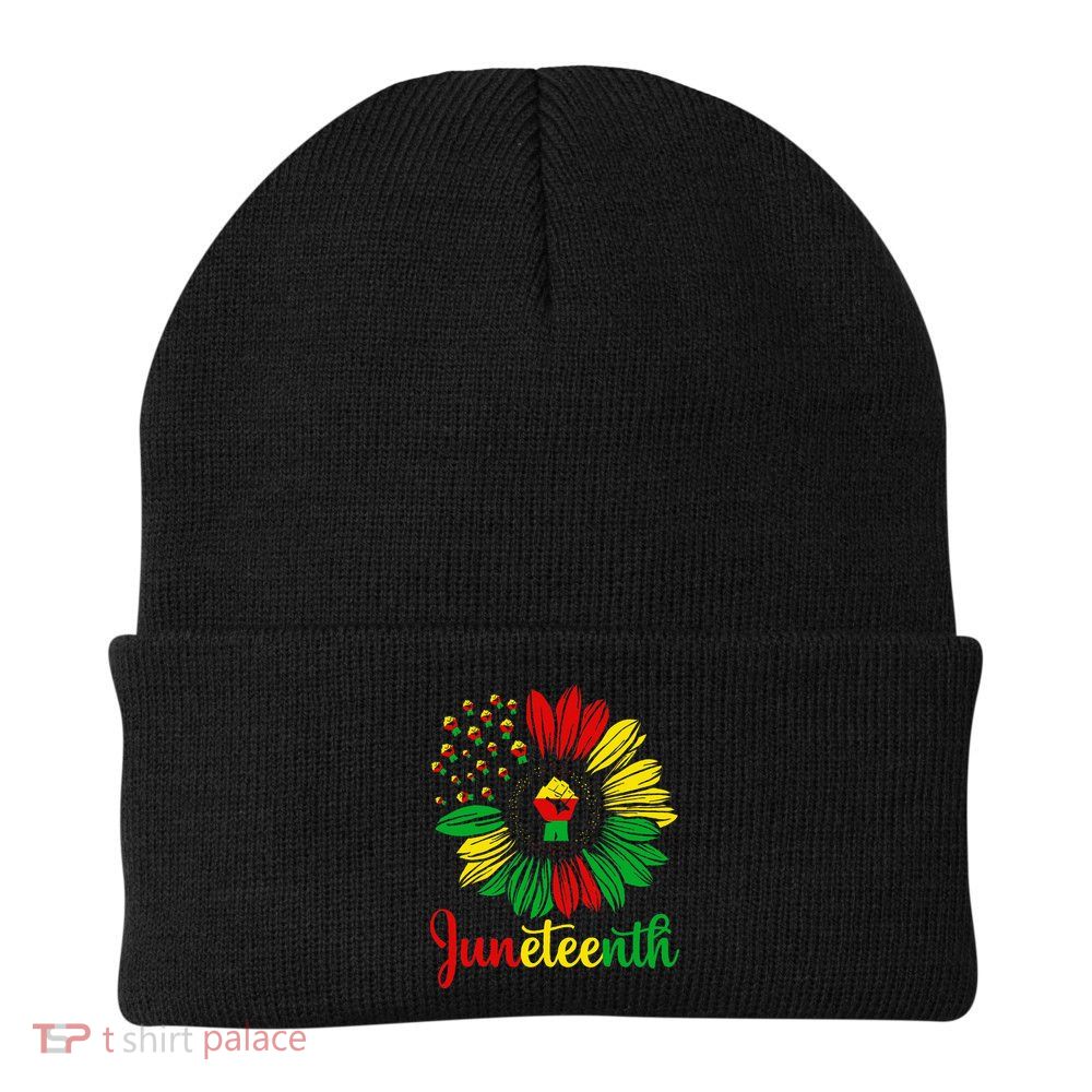 Juneteenth Accentors Sunflower African American Black Pride Beanie