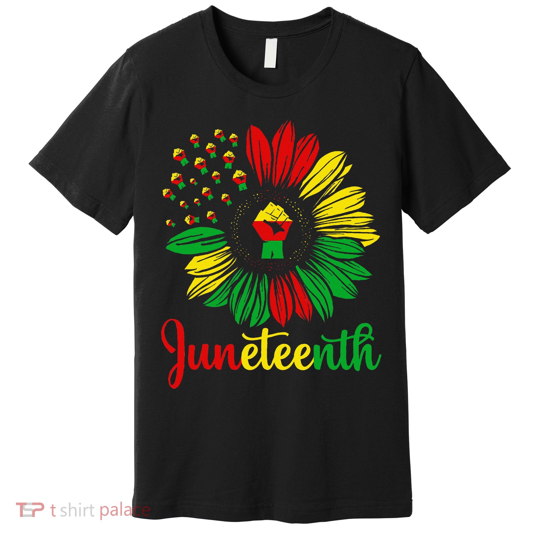 Juneteenth Accentors Sunflower African American Black Pride Premium T-Shirt
