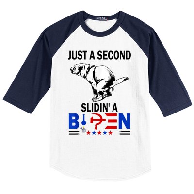 Just A Second Slidin' A Biden Baseball Sleeve Shirt