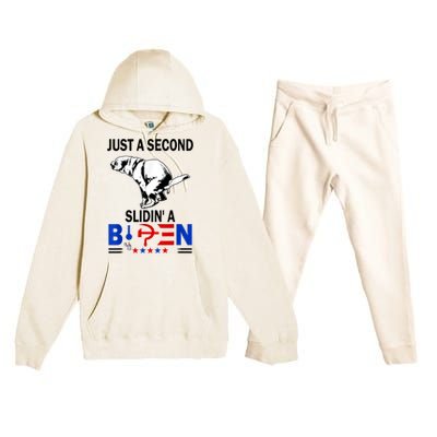 Just A Second Slidin' A Biden Premium Hooded Sweatsuit Set