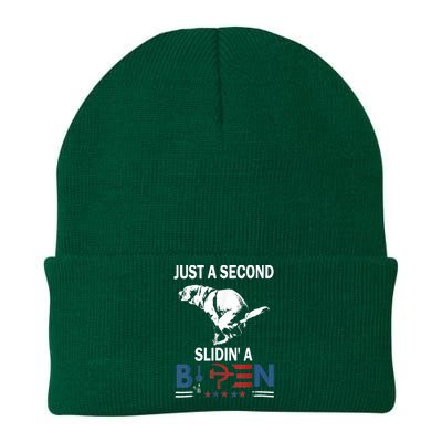 Just A Second Slidin A Biden Funny Joe Biden Knit Cap Winter Beanie