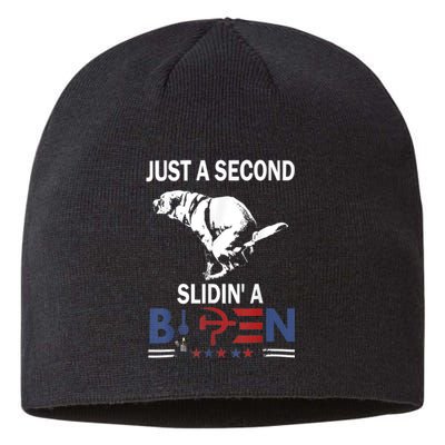 Just A Second Slidin A Biden Funny Joe Biden Sustainable Beanie