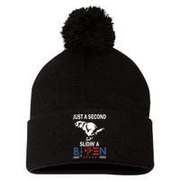 Just A Second Slidin A Biden Funny Joe Biden Pom Pom 12in Knit Beanie