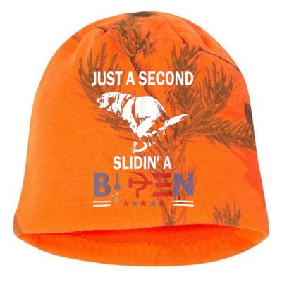 Just A Second Slidin A Biden Funny Joe Biden Kati - Camo Knit Beanie