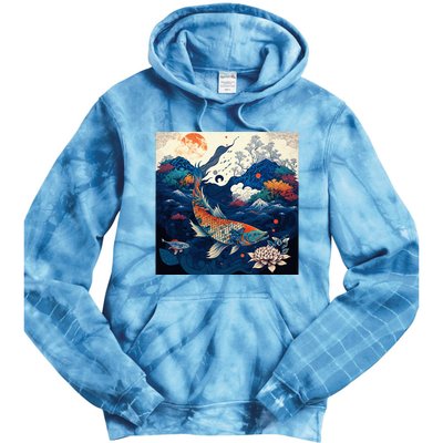 Japanese Art Samurai Aesthetic Koi Fish Tie Dye Hoodie