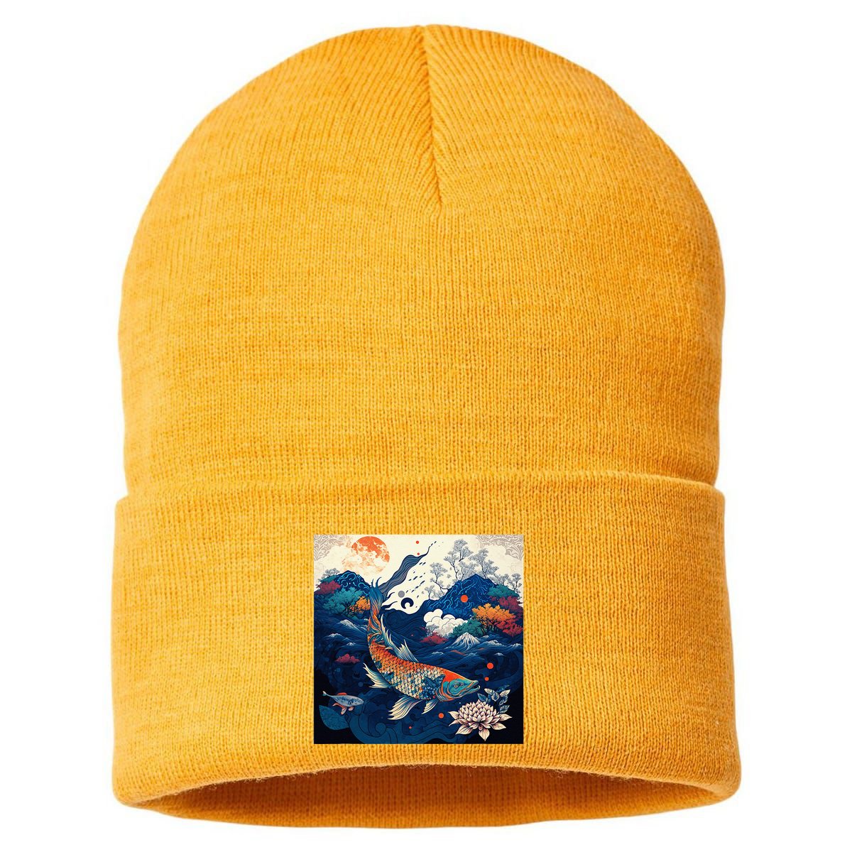 Japanese Art Samurai Aesthetic Koi Fish Sustainable Knit Beanie