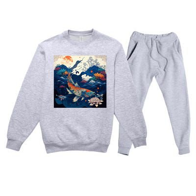 Japanese Art Samurai Aesthetic Koi Fish Premium Crewneck Sweatsuit Set