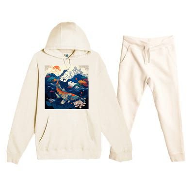 Japanese Art Samurai Aesthetic Koi Fish Premium Hooded Sweatsuit Set