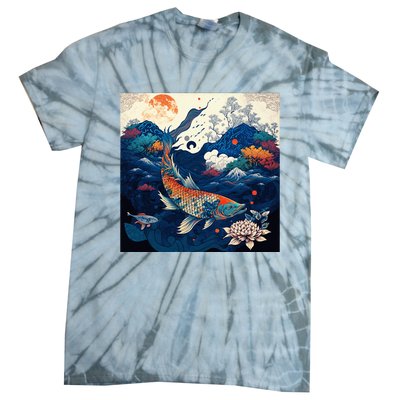 Japanese Art Samurai Aesthetic Koi Fish Tie-Dye T-Shirt