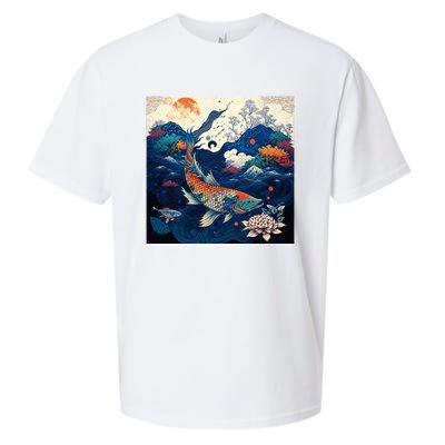 Japanese Art Samurai Aesthetic Koi Fish Sueded Cloud Jersey T-Shirt