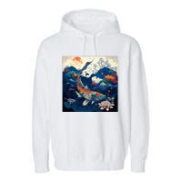 Japanese Art Samurai Aesthetic Koi Fish Garment-Dyed Fleece Hoodie