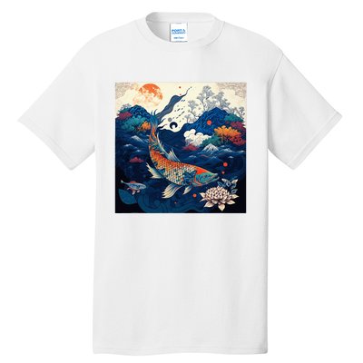 Japanese Art Samurai Aesthetic Koi Fish Tall T-Shirt