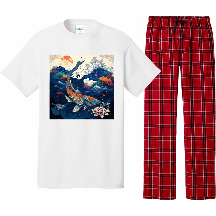 Japanese Art Samurai Aesthetic Koi Fish Pajama Set