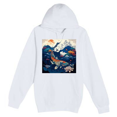 Japanese Art Samurai Aesthetic Koi Fish Premium Pullover Hoodie